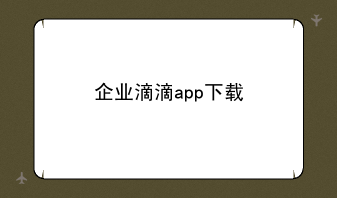 企业滴滴app下载